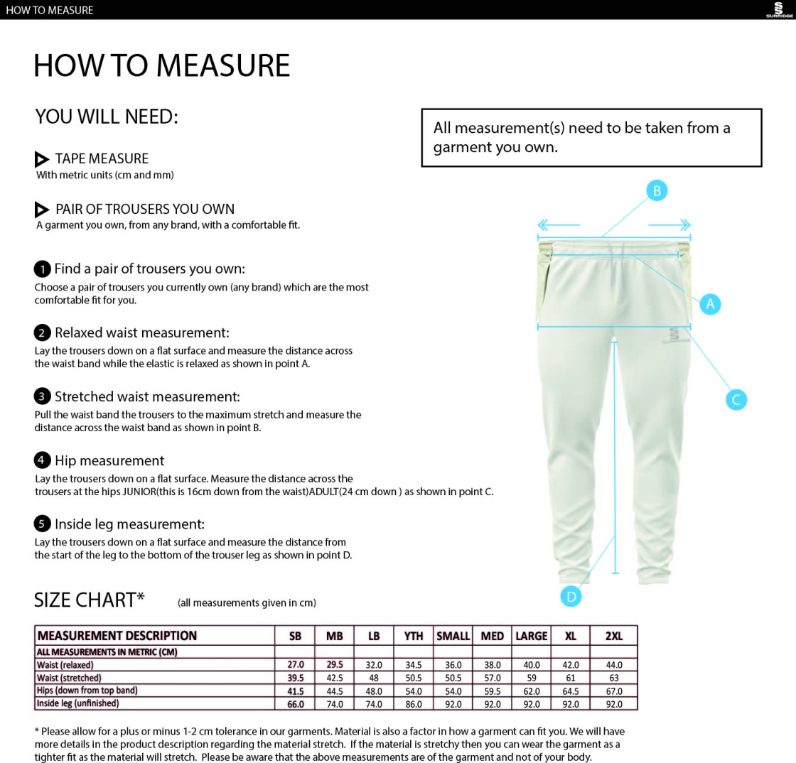 Blade Playing Pant - Unisex Fit - Size Guide