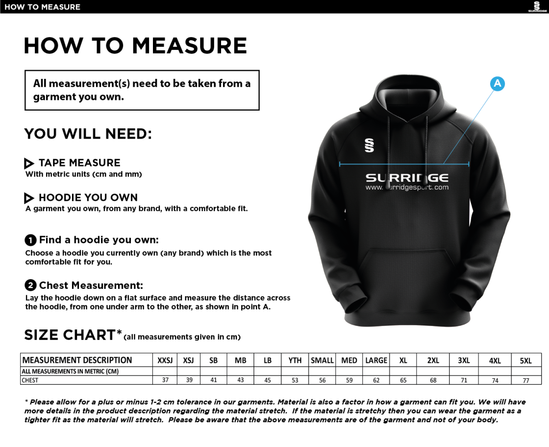 Fuse Hoody - Unisex Fit - Size Guide